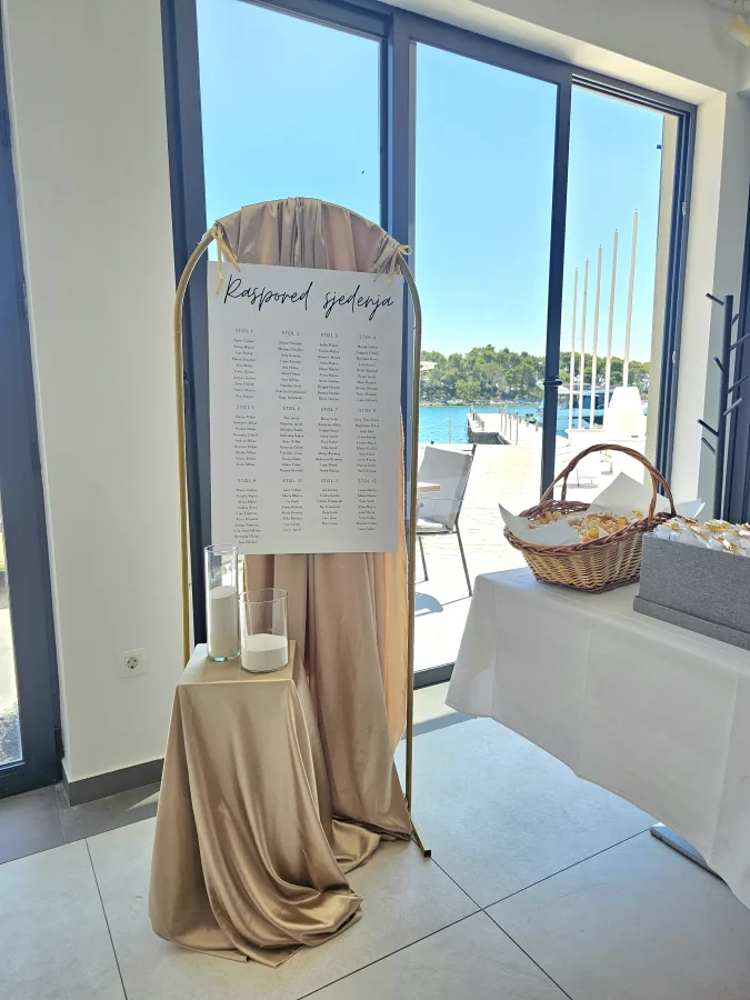 Raspored sjedenja za goste u sali.